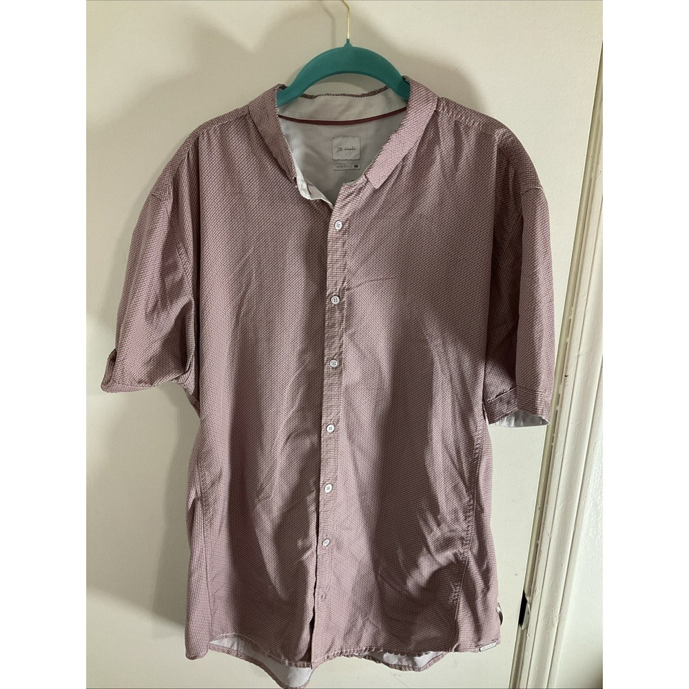 J.B. Holt Mauve Red Print Short Sleeve Button-Up Shirt Size XL